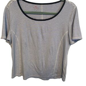 Talbots Blue and White Striped Short Sleeve Top